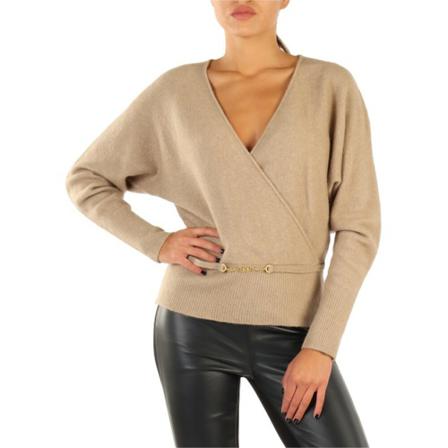 Guess, V-neck Knitwear Beżowy, Kobieta, Rozmiar: L