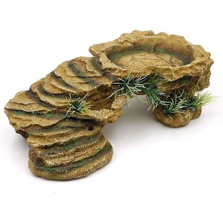 Skilpaddeplattform Reptilplattform Imitert Stein Terrarium Harpiks Gjemmested Dekorasjon