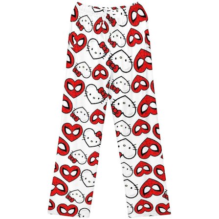 Dame og Pige Cartoon Pyjamasbukser Natøj Søde Kitty Cat Spiderman Trykt Sleepwear Loungewear Bukser