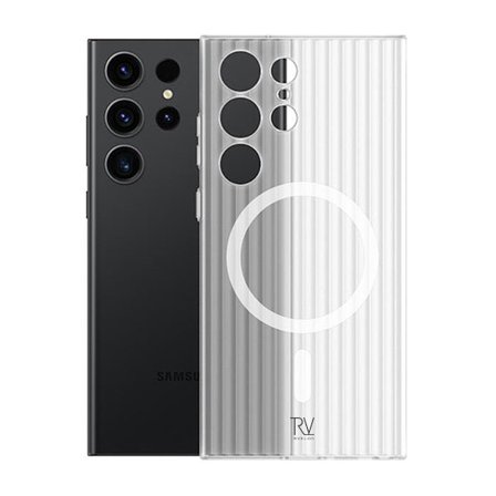 Samsung Galaxy S23 Ultra Mobilskal Korrugerad med Magnet Rvelon - Vit