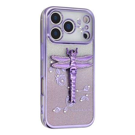 SKALO iPhone 17 Pro KADEM Dragonfly Glitter Skal - Lila