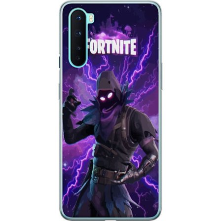 OnePlus Nord Gennemsigtig cover Karakter i mørk lilla energistorm med glødende øjne, intense lyn og futuristisk atmosfære, som forstærker spilopl