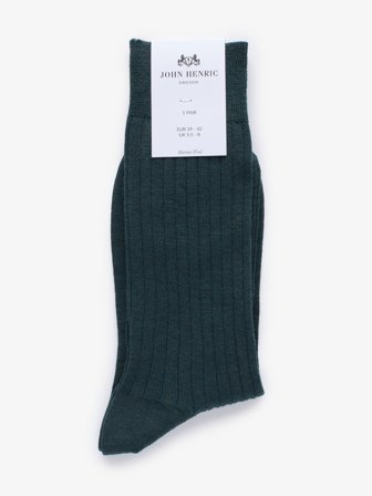 John Henric Men's Dunkelgrüne Gerippte Socken Size 39-42