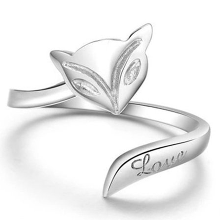 Love Fox Åpen Ring Justerbar Dyr Revhale Finger Ring for Kvinner Jenter
