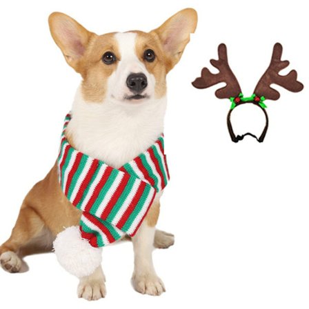 Big Dog Scarf Neck Jul Pannband Hundkläder Pet Smycken Ch