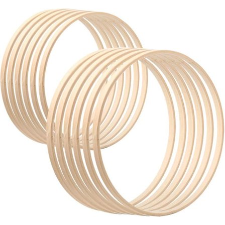 12-pack 2 storlekar trä bambu blomsterkrans Macrame hantverk ringar för DIY bröllop krans dekor, drömfångare och väggdekorationer (6 tum
