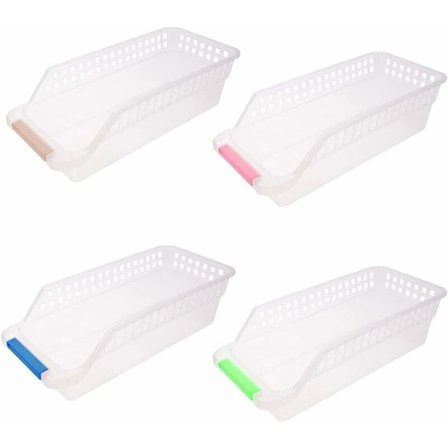 4-pack kylskåpsförvaringslådor, stapelbara kylskåpskorgar, kylskåpsförvaring för kök, kylskåp, frys (slumpmässig färg) longziming