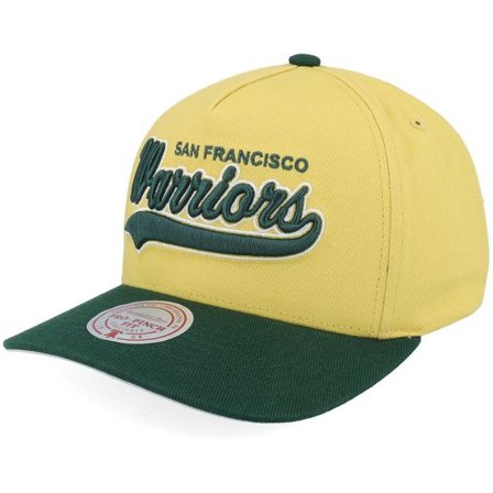 Mitchell & Ness - NBA Grön adjustable Keps - Golden State Warriors Harvest Gold Pro Crown Gold/Green A-frame Adjustable @ Hatstore