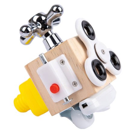 Aktivitetskub i trä, Montessori-leksak, upplåst