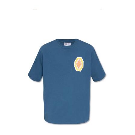 Marcelo Burlon, T-shirt with patch Blauw, Heren, Maat:L