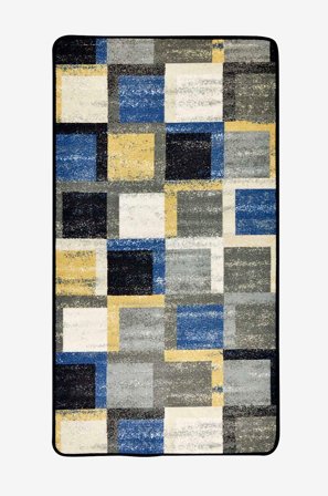 InHouse Group - Dörrmatta Kvadrat - Blå - Slätvävda mattor - 133X190 - Från Homeroom
