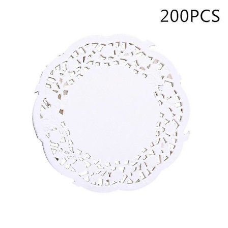 200 st Vita Spets Rund Pappersunderlägg Tårtförpackningsdynor Bröllopsbordsservis (FMY)