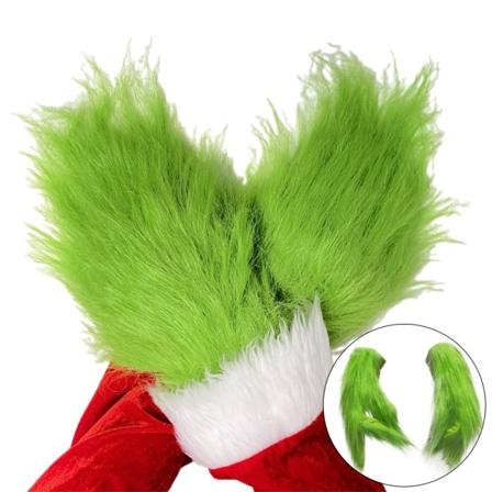 Mjuka fuskpäls gröna tomtenissar cosplay handskar jul festdräkt children