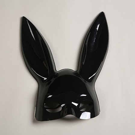 Bunny Mask Face Lång SVART
