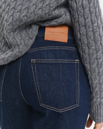 GANT Damen Stretch-Jeans mit geradem Bein (30/32) Dunkelblau