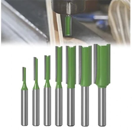 /EA/7 stk. 6 mm skaft lige fræser, lige notfræser, til træ wolframcarbid træbearbejdningsværktøj, enkel dobbelt spor lige notfræser til