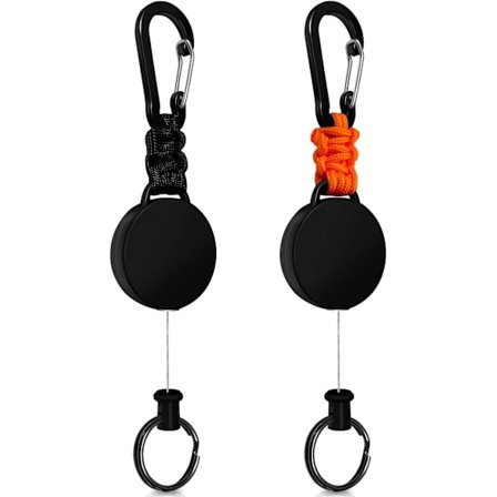 2-pakning uttrekkbar nøkkelring – Kraftig merkeholder med karabinkrok, Paracord og ID-kortholder