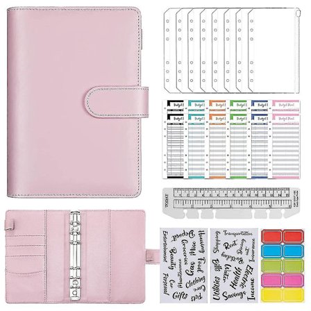 A6 Penge Budget Ringbind - Organiser Bind med Lommer, Kontant Stopning Budget Tegnebog Planlægger Bind til Kontantbesparelse B