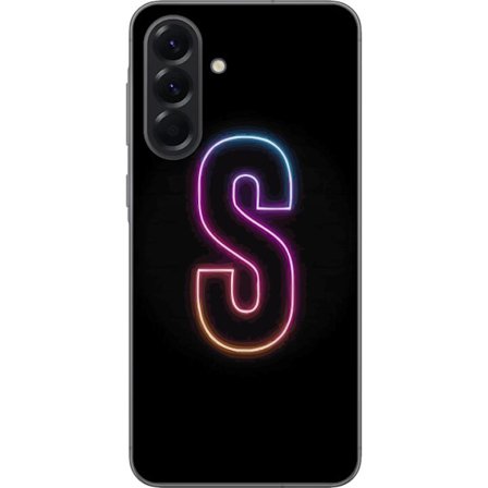 Kompatibelt Mobildeksel til Samsung Samsung Galaxy A56 Neonbokstav S i lysende rosa og blå toner mot mørk bakgrunn, stilig bokstavkunst med retrofut