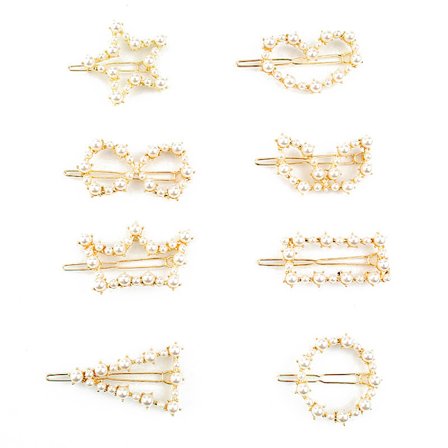 Hårklemme - 8 stk froskeklemme hårklemmer perler jenter hårklemmer kvinner