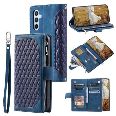 Samsung Galaxy A17 5G / A26 5G Zipper Wallet Case Rhombus Stitching Line Puhelinsuojus