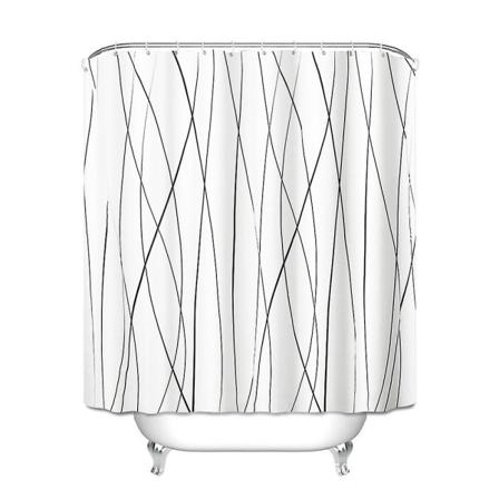 72 x 72 tum Vattentät Polyester Duschdraperi Geometriskt Tyg Maskintvättbar (Svart och Vit) color 1