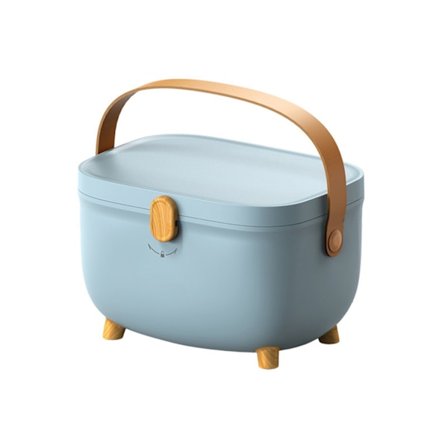 Plast Medicin Förvaringslåda Oval Dubbellager Multi Grid Stor Kapacitet Medicinsk Box Organizer för Home Dorm Blå