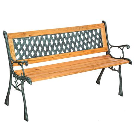 Tectake Trädgårdsbänk Tamara 2-sits Av Trä Och Gjutjärn 128x51x7 Brun