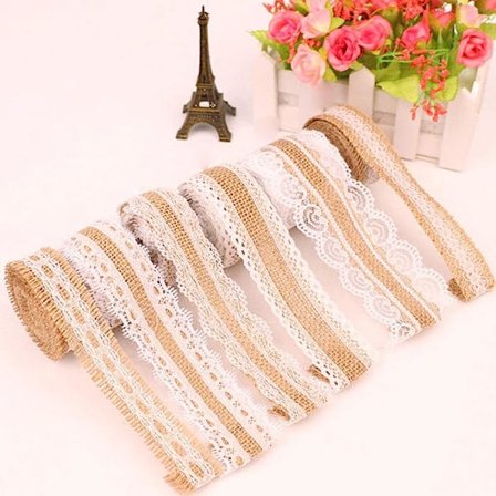 6x2M Jute Spetsband, Vintage Naturlig Jutesnöre