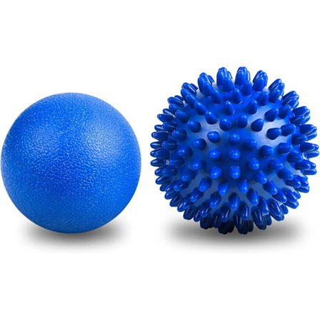 2-pak fysisk terapi massasjeballer, hard lacrosseball og piggete massasjeball for myofascial frigjøring og triggerpunkt dypvevsmassasje