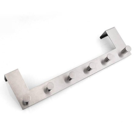 Dørkrok til å henge, 6 kroker, festing uten boring, rustfritt stål