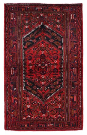Hand Knotted Persian Hamadan Rug 137X220 Black/Dark Red