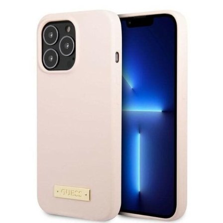 Guess GUHMP13XSPLP iPhone 13 Pro Max 6.7" vaaleanpunainen kova kotelo MagSafe silikonilla