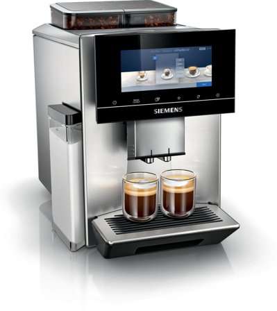 SIEMENS EQ900 Automatisk kaffemaskin TQ907R03 (metallic) Touch display, baristaMode, superSilent, 2 beholdere, 10 forskjellige profiler
