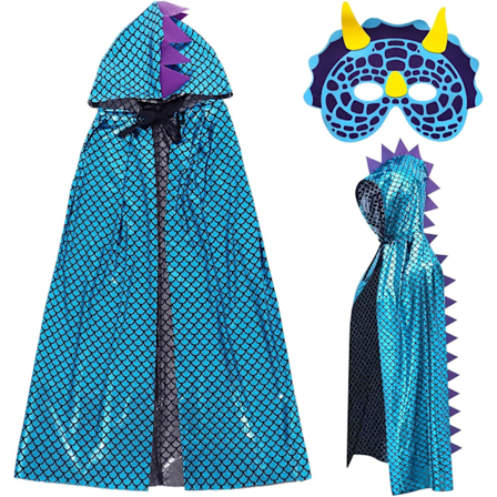 Karneval dinosaurie cape barn, karneval cosplay barn kostym, cape med drake, dinosaurie kostym barn för rollspel, halloween temafest maskerad Dinosaur