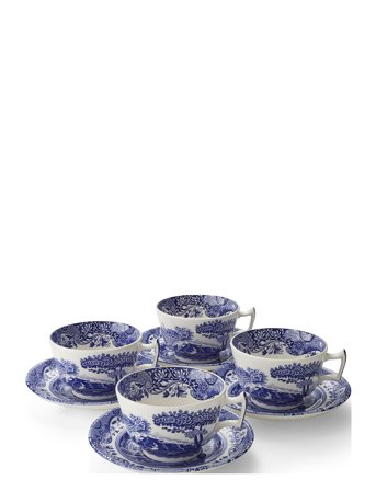 Spode | Blue Italian Breakfast Cup & Saucer 4-Pack | 28 cl