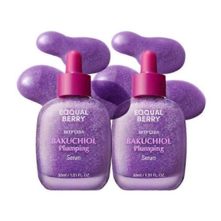 EQQUALBERRY Bakuchiol Uppstramande Serum Berikat med Peptider, Minskar Porer & Linjer, Anti-Åldrande 30ml