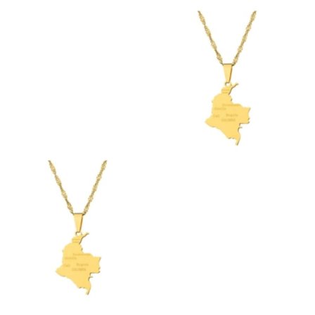 1/2/3 Rostfritt Stål Personlig Colombia Kart Hängsmycke Halsband Guld 2 Set