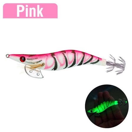 3 kpl Wood katkarapu vieheet Squid koukku 8cm/7.6GPINK PINK