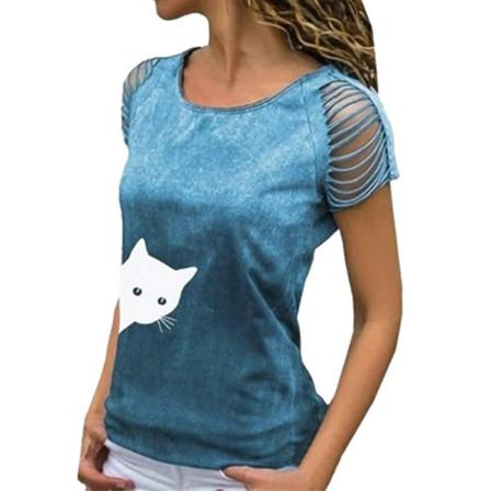 Kortärmad T-shirt Dam Med Rund Hals