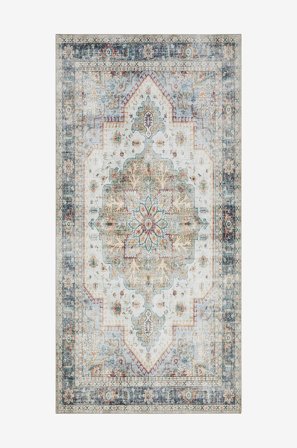 KM Home - Gulvtæppe Tarfaya - Blå - Fladvævede tæpper - 80X150 - Fra Homeroom