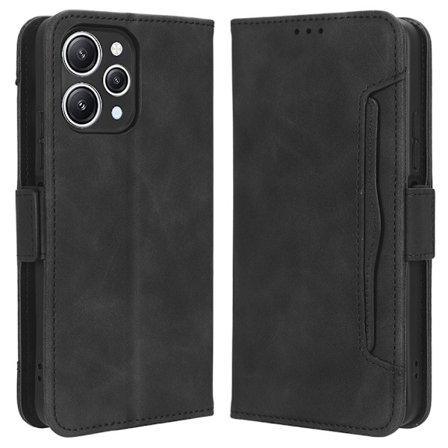 SKALO Xiaomi Redmi 12 4G/5G 6-FACK Plånboksfodral - Svart