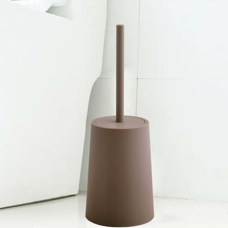 Toalettborste och hållare set, plastborsthuvud badrumsrengöringsborste set med lock