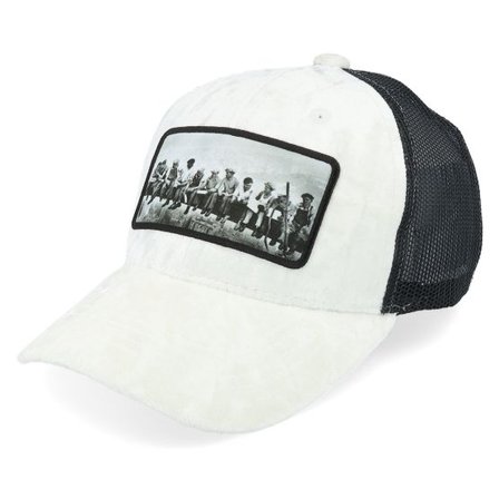 Calza Pennello - Vit trucker Keps - Kids Lunch Atop A Skyscraper Velvet White/Black @ Hatstore