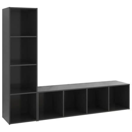 Vidaxl Tv-skåp 2 Delar Grå 142,5x35x36,5 Cm Konstruerat Trä Grå
