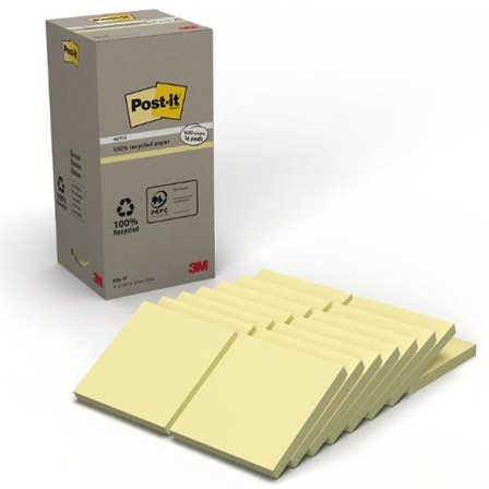 POST-IT Notes 100% recy 76x76 gul 16/fp - Lyreco - Kontorsmaterial - Notes och Post-It - Notes - Gula
