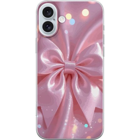 Kompatibelt Mobilskal till Apple Apple iPhone 16 Plus Rosa sidenrosett - Elegant glittrigt band med ljuseffekter