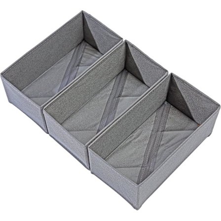 Lådavdelare för strumpor, 3-pack grå, underklädesavdelare, förvaringslådor för garderob, skåp och byrå för trosor, strumpor och leggings