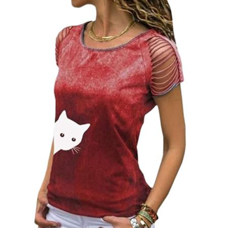 Kortärmad T-shirt Dam Med Rund Hals