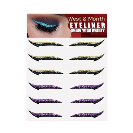 Itsekiinnittyvä eyeliner-tarra, kaksoisluomitarra, lavastemeikki, silmämeikkit pegatinas, violetti + kulta